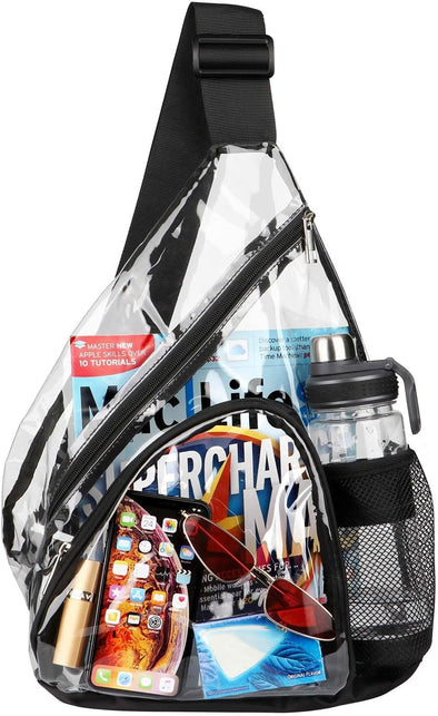 HULISEN Clear Sling Bag, Clear Bag Stadium Approved, Transparent Shoulder Crossbody Backpack Chest Casual Daypack