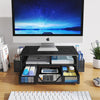 Simple Trending 2 Tier Metal Monitor Stand Monitor Riser and Computer Desk Organizer with Drawer and Pen Holder for Laptop, Computer, Imac, Black