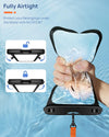 Lanhiem 10.5" Large Waterproof Phone Pouch, 2 Pack Universal IPX8 Waterproof Dry Bag with Lanyard for Iphone 16 15 14 Pro Max, Samsung Galaxy S25 S24 S23 Ultra, S24 FE, Pixel 9A 8 Pro, Black+Black