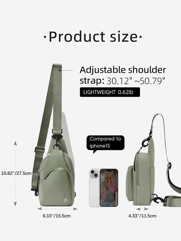 WESTBRONCO Small Sling Bag for Women Nylon Crossbody Sling Backpck Lightweight for Travel Casual Daily