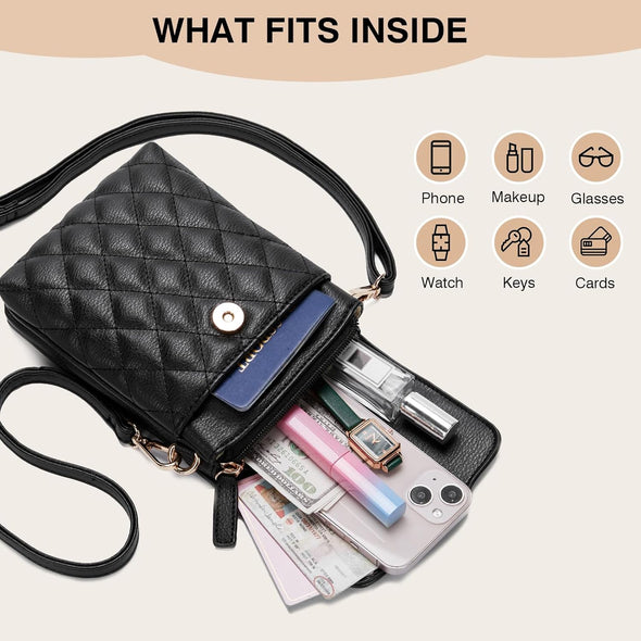 Marvolia Small Crossbody Bags for Women - Vegan Leather Crossbody Phone Purse Mini Cell Phone Bag for Traveling