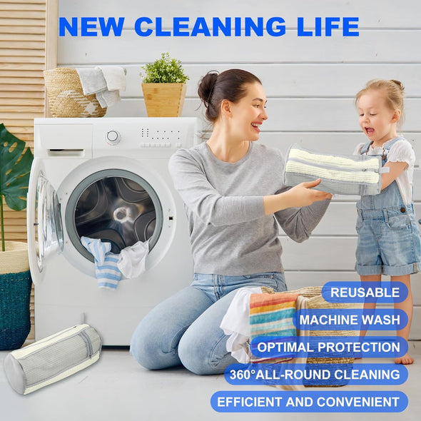 Shoe Washing Bags for Washing Machine – Durable Shoe Washing Machine Bags for All Shoe Types Sizes (Large White 2PCS）