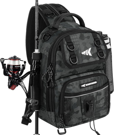 Kastking Baitspace Fishing Sling Bag, Fishing Backpack with Rod & Beverage Holder, Tackle Bag for Fishing Gear