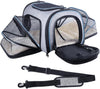 Siivton 4 Sides Expandable Pet Carrier, Airline Approved Soft-Sided Dog Cat Carrier Bag with Fleece Pad for Cats, Puppy and Small Animals (4 Extension Gray_Blue, L:18.0" L X 11.0" W X 11.0" H)