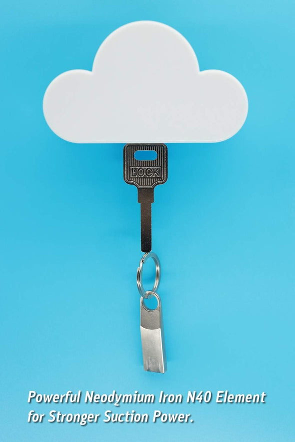 Meyerascal White Cloud Magnetic Key Holder for Wall, Strong Magnetic to Securely Hang Multiple Keys and Keychain, Novelty Cute Home Decorations, Easy to Install and Convenient to Use. (White)