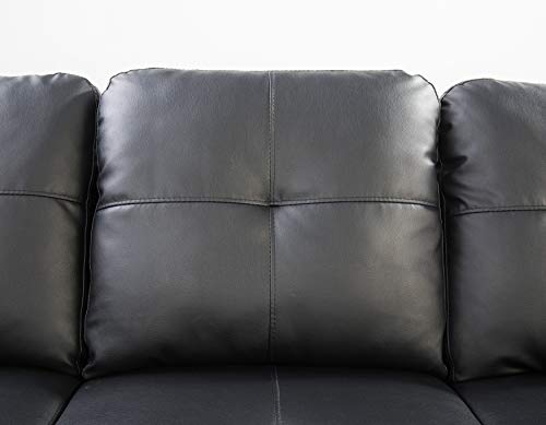 EOVTK 98" Faux Leather Sectional Sofa with Storage Ottoman Cup Holders & L-Shaped Upholstered