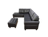 EOVTK 98" Faux Leather Sectional Sofa with Storage Ottoman Cup Holders & L-Shaped Upholstered
