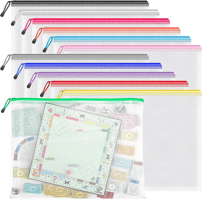Umriox Zipper Pouch, 16.9X12.4 in (12 Colors, 12 Packs), Extra Large Zipper Bags, Waterproof Zipper Pouches for Office Supplies, Puzzles, Board Game Storage & Cross Stitch Projects