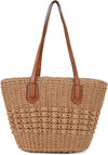 Women'S Straw Shoulder Bag Large Rattan Woven Totes Summer Travel Beach Handbag Handmade Top Handle Purse