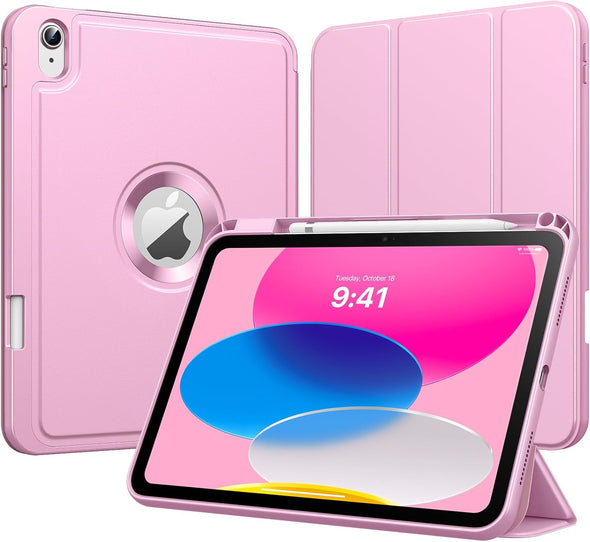 Moko for Ipad (A16) 11Th Generation 2025 11-Inch/10Th Generation 10Th 2022 10.9 Inch Case with Pencil Holder, Smart Trifold Protective Ipad Case with Soft TPU Back Stand Cover, Auto Wake/Sleep, Pink