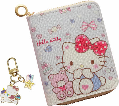 Small Wallet for Women and Girl, Short PU Leather Zipper Cute Coin Purse, 2Pce