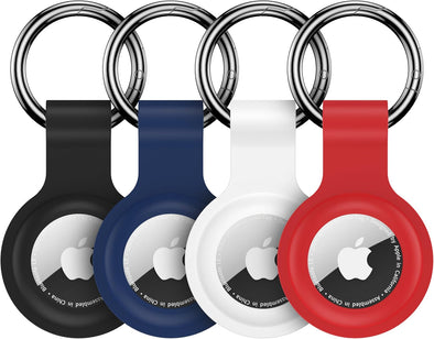 Airtag Holder Airtag Case Keychain Air Tag Holder,Silicone Airtags Key Chain Ring Cases Cover Tags for Apple GPS Tracker Item Tag Finders Airtag Accessories Air Tags-4 Pack for Apple Holder