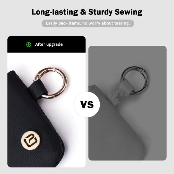 POIUGOYA Nylon Wristlet Wallets, Dual Pouch Keychain Wristlet Wallet, RFID Small Wallet with Coin Pouch,Id Window for Travel