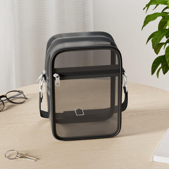 Moko Clear Bag Stadium Approved for Women, Crossbody Bag Purse Adjustable Strap Shoulder Bags for Concerts Festival Sports Events, Black