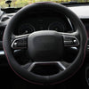 Microfiber Leather Steering Wheel Cover Anti-Slip Matte Finish Auto Car Wheel Cover Universal 15 Inch Wheel Cover for Car Embossing Pattern (Pink Line)