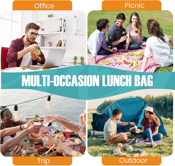 Lunch Bag for Men/Women, Reusable Lunchbox for Adult, Small Insulated Lunch Box, Lunch Tote Bag for Office, Work, Picnic - Grey
