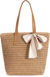 Large Straw Beach Bag: Women'S Handwoven Tote with Zipper Pocket - 2025 Lightweight Summer Purse for Travel & Work
