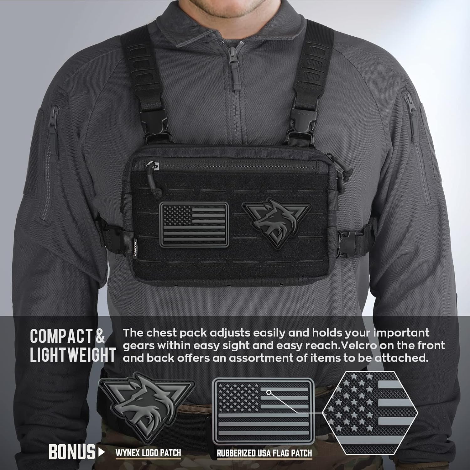 Running Pack Chest Rig WYNEX Tactical Chest Rig Pack for Men, Running Chest Bag with Front Lo ...