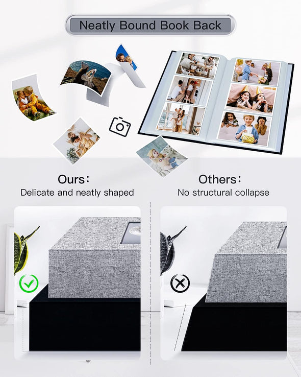 Popotop Photo Album 4X6-300 Photos Linen Cover Photo Books with 300 Horizontal Pockets,Slip-In Picture Albums for Family Wedding Anniversary Baby Vacation Pictures