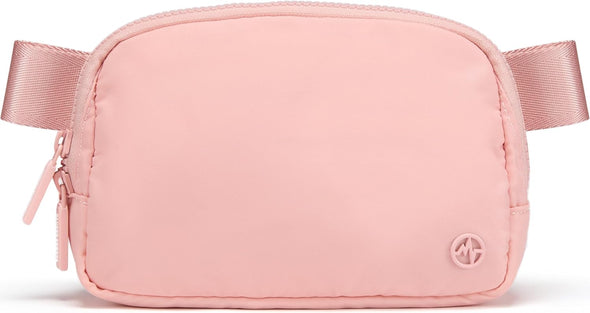 Pander Two Way Zipper Fanny Pack Nylon Everywhere Belt Bag for Women, Water Repellent Waist Packs, Crossbody Bags with Adjustable Strap (Mono Pink).