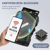 Wallet for Men, RFID Blocking Slim Mens Wallet with Money Clip, Minimalist Pop up Card Case, ID Window, 9-11Cards Capacity, Bifold Leather Front Pocket Wallet with Gift Box (Black-Carbon Fiber)
