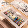 A-Lugei 【Crystal Design】 Clear Desk Drawer Organizer,【Military Grade】 Acrylic Makeup Organizer, Bathroom Organizers and Storage, Drawer Divider for Office Kitchen Bedroom Vanity Jewelry Pantry Garage