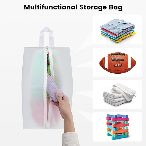 Vorspack Shoe Bags for Travel - 4 Pack Large Transparent Shoe Organizer with Handle Dustproof Shoe Bag Reusable Shoe Storage Bags for Men & Women