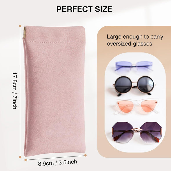 Marvolia Sunglass Case, Portable Squeeze Top Glasses Cases Soft Eyeglass Cases for Women Men Pu Leather Glasses Pouch