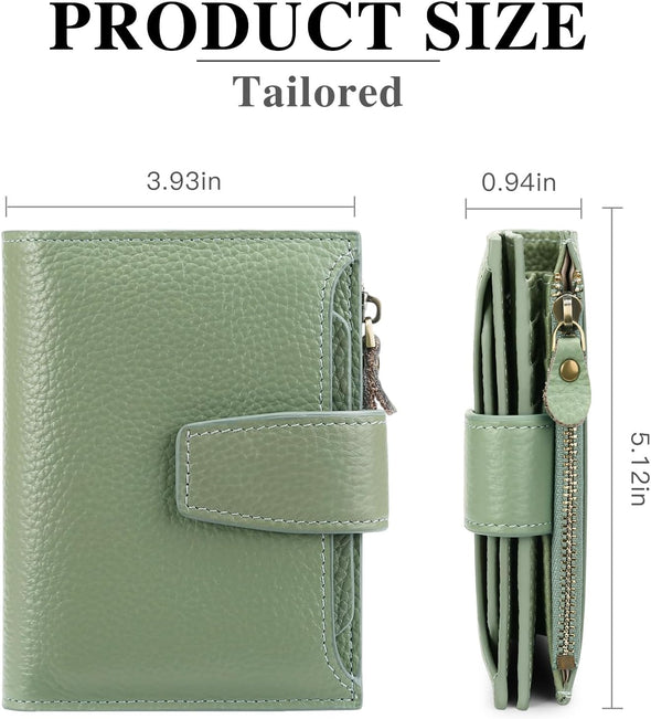 FALAN MULE Small Wallet for Women Leather Bifold Compact RFID Blocking Small Womens Wallet