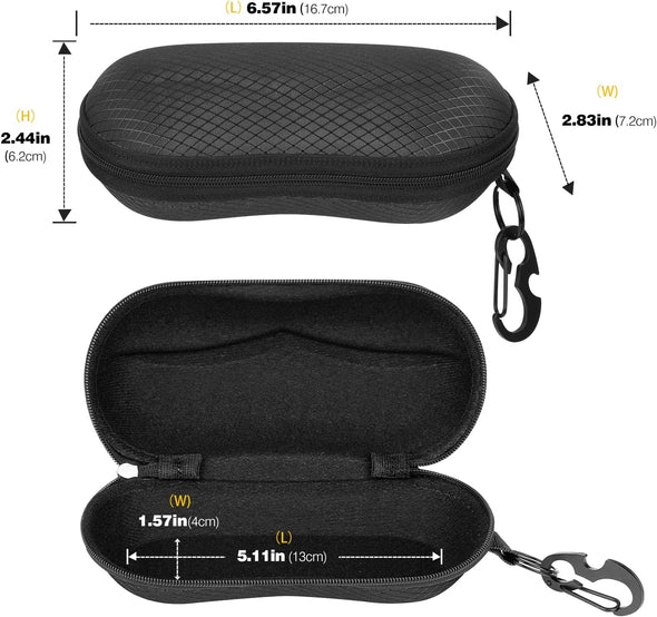 Moko Semi Hard Shell Sunglasses Case, Unisex Protective Eyeglass Case Glasses Case Holder with Metal Hanging Hook