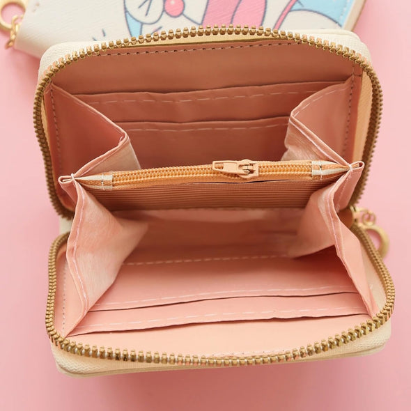 Small Wallet for Women and Girl, Short PU Leather Zipper Cute Coin Purse, 2Pce