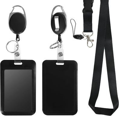 Retractable ID Badge Holder with Breakaway Lanyard,Heavy Duty Badge Reel,Detachable Keychain, Cruise Ship Cards Holder,For Nurse Officer Teacher Security Staff Women Men