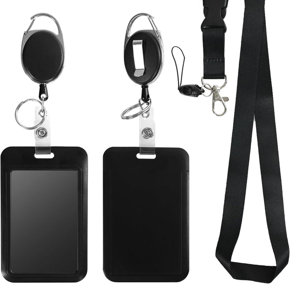 Retractable ID Badge Holder with Breakaway Lanyard,Heavy Duty Badge Reel,Detachable Keychain, Cruise Ship Cards Holder,For Nurse Officer Teacher Security Staff Women Men