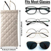 4 Pcs Squeeze Top Sunglass Case with Cleaning Cloth, Soft Leather Eyeglass Case Portable Sunglasses Pouch
