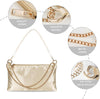 Women Satin Evening Handbag Wedding Prom Clutch Purse Formal Cocktail Party Clutches Shoulder Bag with 2 Bag Chains