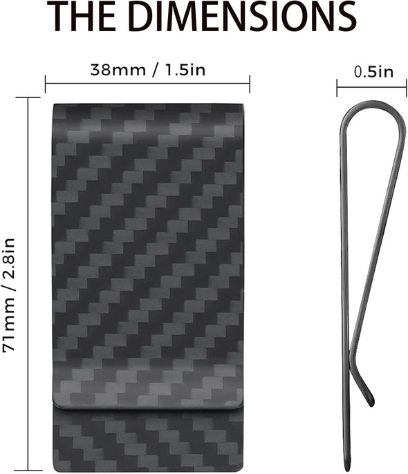 Carbon Fiber Wallet Money Clip for Cash and Credit Card, Super Slim & Light Minimalist Holder Clip for Men