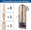 3 Pack 60" Long Garment Bags for Hanging Clothes Storage, Clear Moth Proof Suits Covers with 4" Gussets for Closet Storage Travel, Plastic Protector for Dress Gowns, Coats, Suit, down Jacket