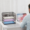 Marbrasse 4 Tier Paper Organizer Letter Tray - Mesh Desk File Organizer with Handle, Paper Sorter Organizer for Letter/A4 Office File Folder Holder (Black, 12.6" X 9.1" X 10.7")