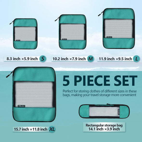 Compression Packing Cubes for Suitcases,5 Set Travel Essentials, Lightweight Luggage Organizer Bags, Travel Cubes for Carry On