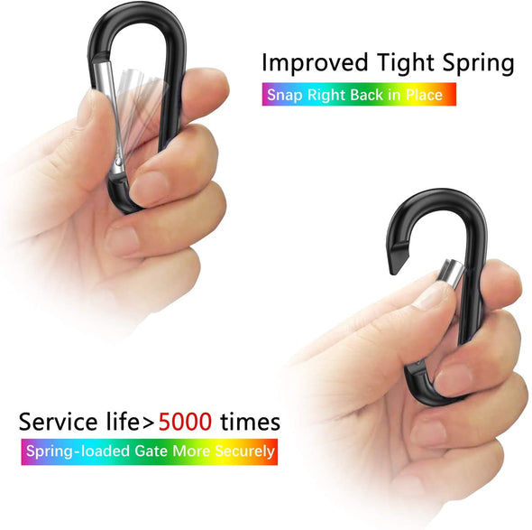 Sprookber 3" Aluminum Carabiner D Ring, Caribeener Clips, Spring Snap Hook for Keychain Clip, Set of 10