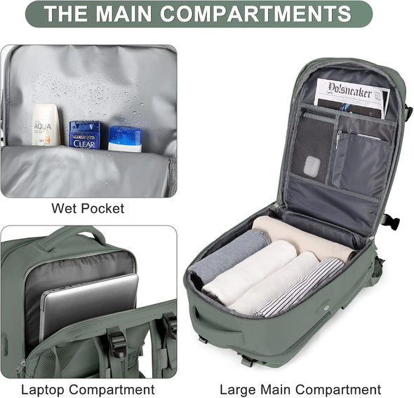 Coofay Travel Backpack for Women Men Airline Approved Carry on Backpack Flight Approved Waterproof Sports Luggage Backpack Casual Daypack Small Hiking Backpack