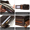 MING CLAN Zipper Wallet Men RFID Blocking Leather Flap ID Window Zip Coin Pocket Bifold Credit Card Wallets -Big Capacity for Travel