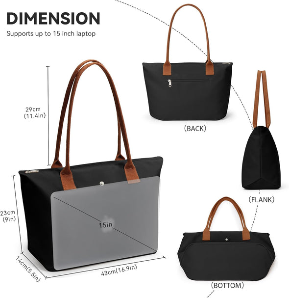 KALIDI Tote Bag for Women Nylon Top-Handle Purse,Shoulder Hobo Handbag with Zipper Leisure Foldable Weekend