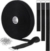 1"X32Ft Hook and Loop Straps with 50 Metal Buckles, Adjustable Fastening Cable Straps, Cut-To-Length Cinch Strap, Reusable Nylon Securing Cord Ties for Organizer or Storage, 1 Inch Wide, Black