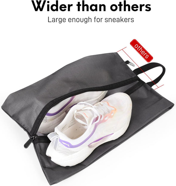 2 Pack Shoe Bags for Travel, Sneaker Bags, Waterproof Travel Shoe Bags with Zipper for Packing, Golf Shoe Dust Bags for Man and Women, X-Large, Black