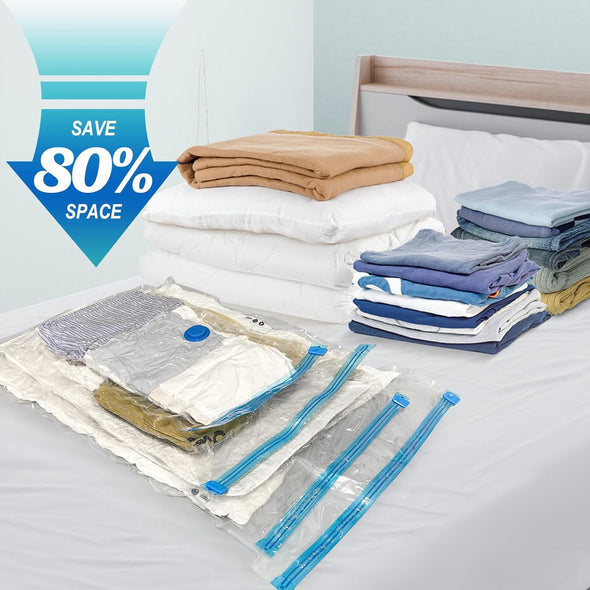 10 Jumbo Vacuum Storage Bags – For Bedding, Clothes, Travel – With Pump – Space Saver!
