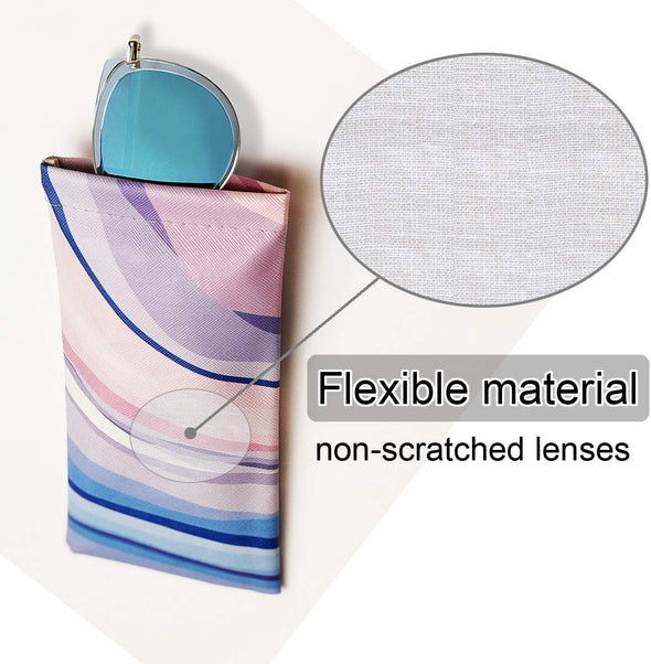 WOW DING 6PCS Eyeglass Pouch, Eyeglasses Cases for Women, Sunglasses Case, Soft Portable Glasses Pouch Bag