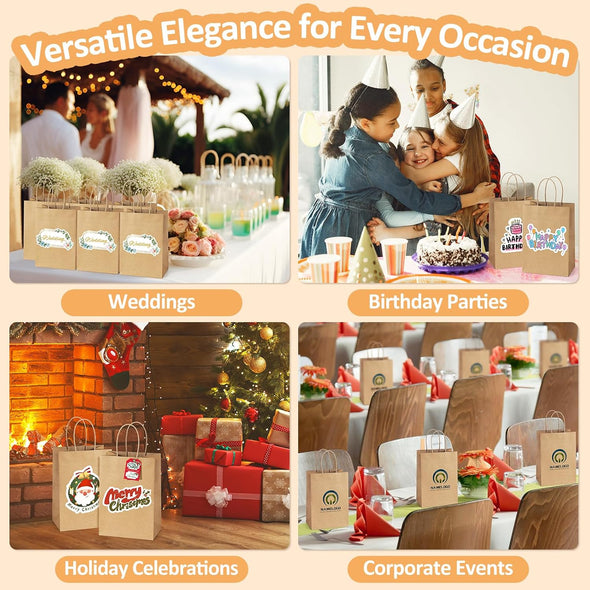 Bagdream Small Gift Bags 25Pcs 5.25X3X8 Kraft Brown Paper Bags with Handles, for Small Gifts, Birthday, Wedding Party Favor, Retail Merchandise Paper Sacks