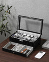 GUKA Watch Box 12 Slot Watch Display Organizer Leather Jewelry Case Drawer Glass Birthday for Men Women, Child Husband Dad