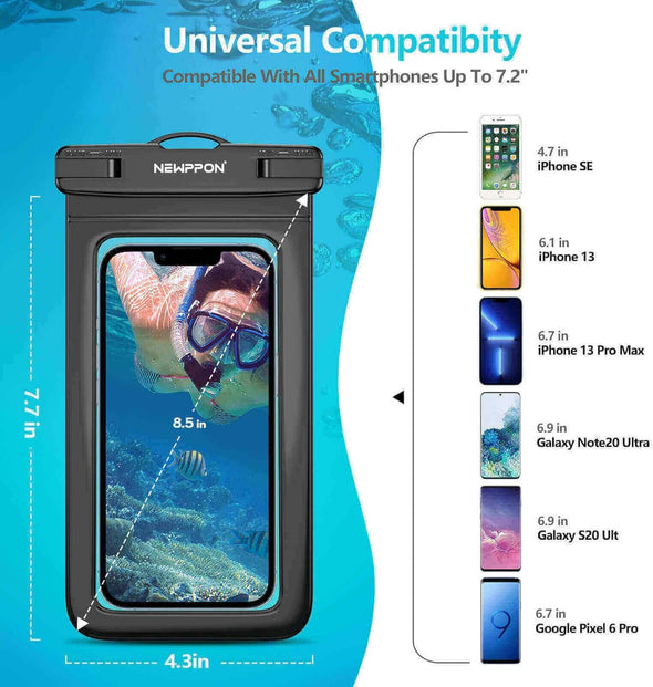 4 Pack Waterproof Cell Phone Pouch - Universal Water Proof Dry Bag Case with Neck Lanyard - Underwater Clear Cellphone Holder Large Protector for Iphone Samsung Galaxy for Beach Pool Swimming